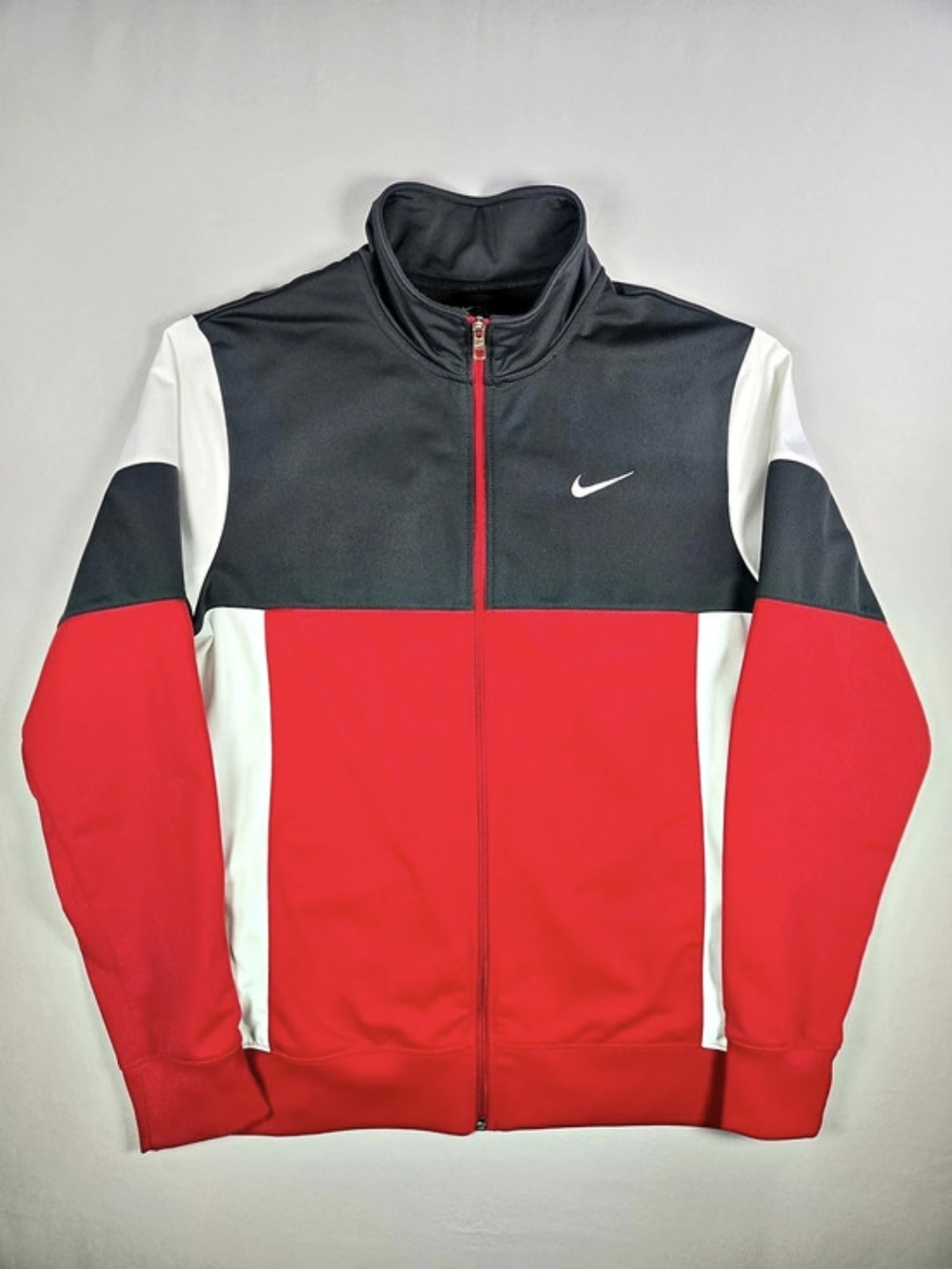 Vintage Nike 2012 Color Block Track Jacket in Red & Black Size Large Y2K Style